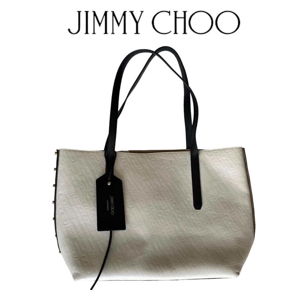 💯 Jimmy Choo | Leather Black & White Stud Tote